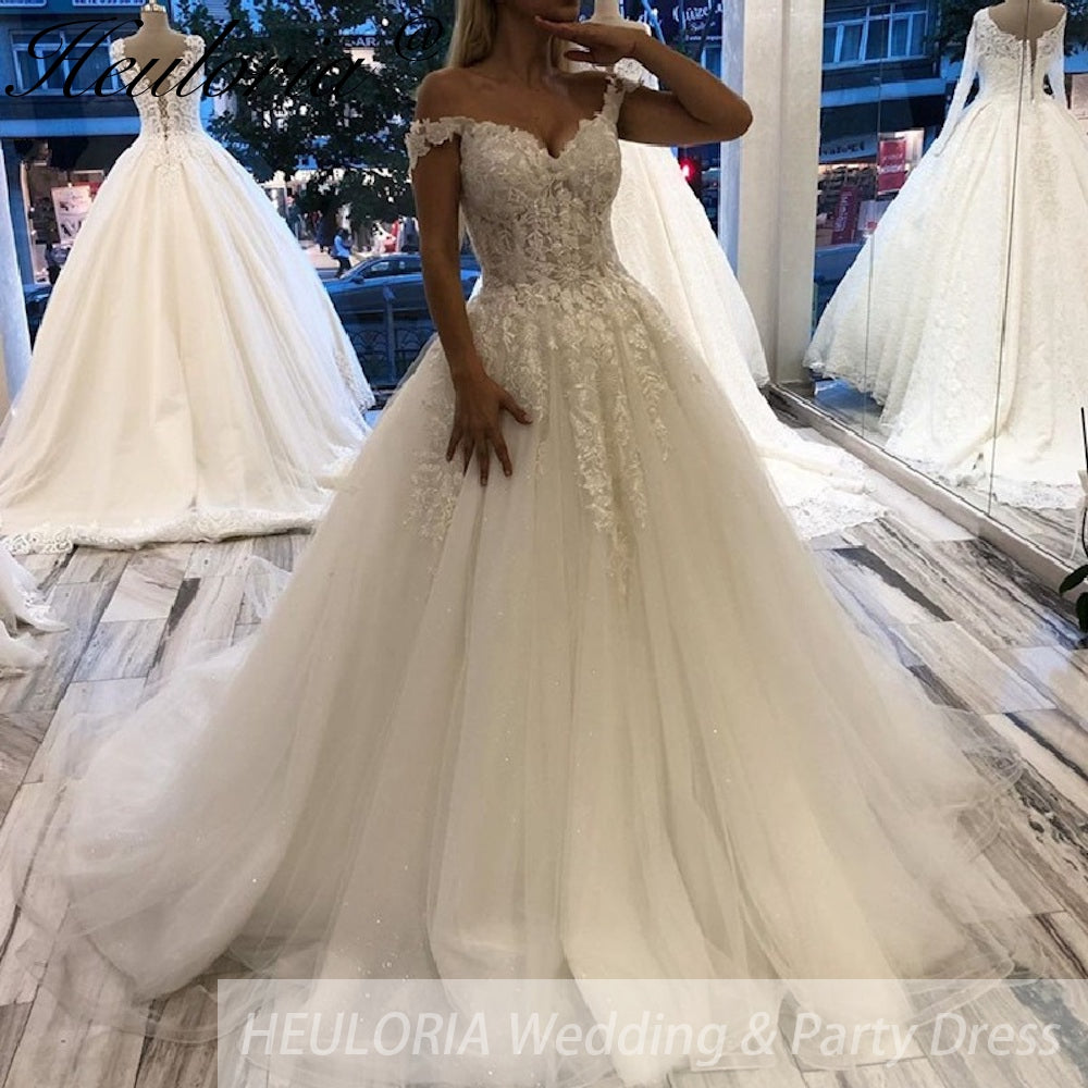 Elegant princess Wedding Dress off shoulder lace applique bride dress robe de mariee Wedding Bridal Gown BA-91 Main image