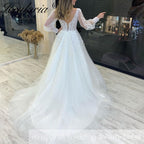 HEULORIA elegant A line wedding dress long sleeve Sparkly Glitter lace beading bride dress Robe De Mariee Wedding Bride Dress AL-233