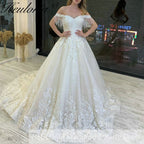 Princess Wedding Dress off shoulder lace bride dress plus size robe de mariee Lace beading Wedding Bridal Gown BA-74