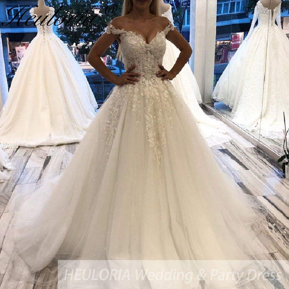 Elegant princess Wedding Dress off shoulder lace applique bride dress robe de mariee Wedding Bridal Gown BA-91 Secondary image