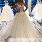 Elegant princess Wedding Dress off shoulder lace applique bride dress robe de mariee Wedding Bridal Gown BA-91