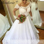 Princess Wedding Dress long sleece lace bride dress plus size robe de mariee Lace beading Wedding Bridal Gown BA-87
