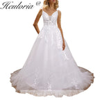 HEULORIA A-line Sweetheart Court Train Lace Tulle Wedding Dress With Sequins beading AL-8195