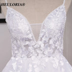 HEULORIA A-line Sweetheart Court Train Lace Tulle Wedding Dress With Sequins beading AL-8195