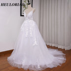 HEULORIA A-line Sweetheart Court Train Lace Tulle Wedding Dress With Sequins beading AL-8195