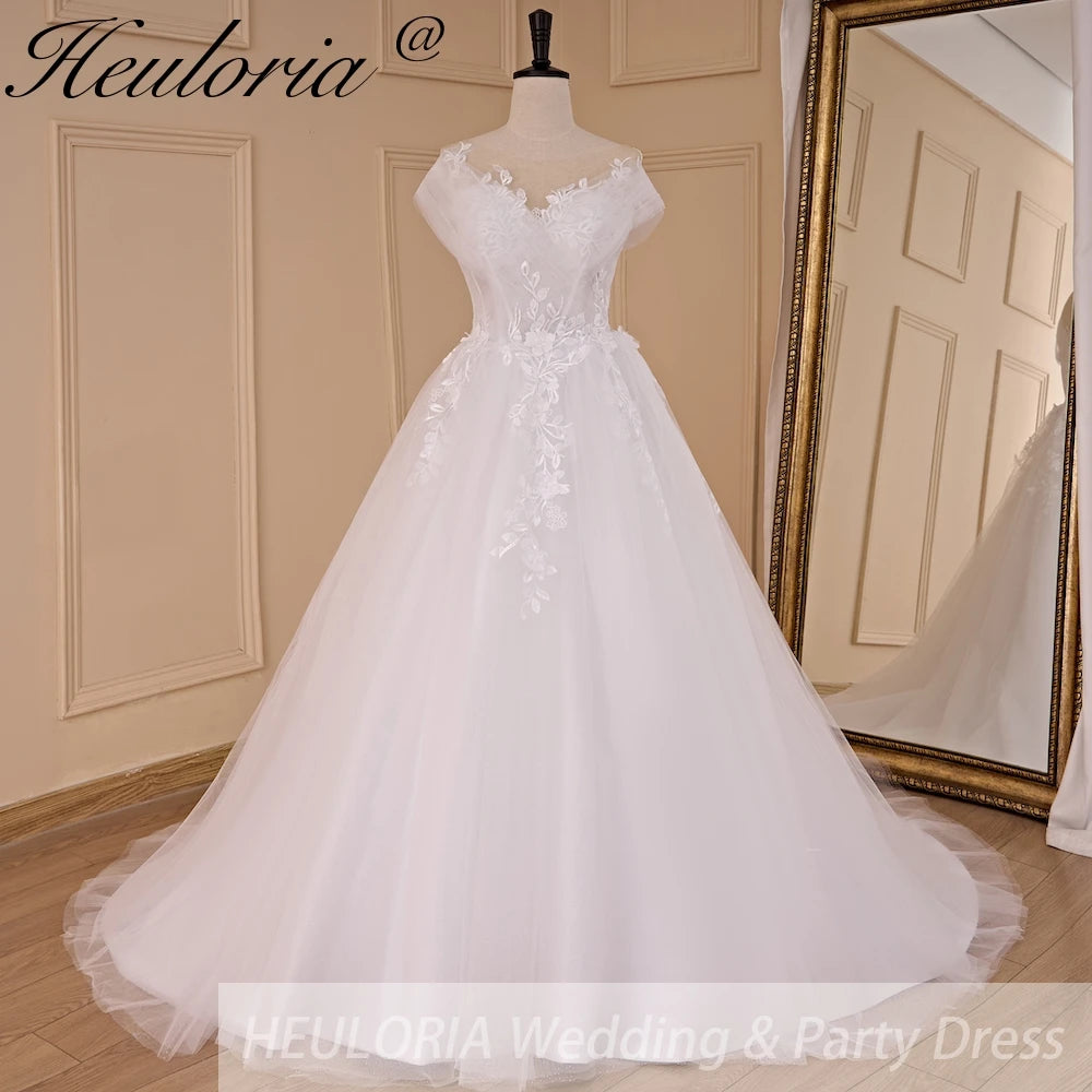 HEULORIA Boho Wedding Dress bride dress plus size robe de mariee Lace applique A line Wedding Bridal Gown AL-780