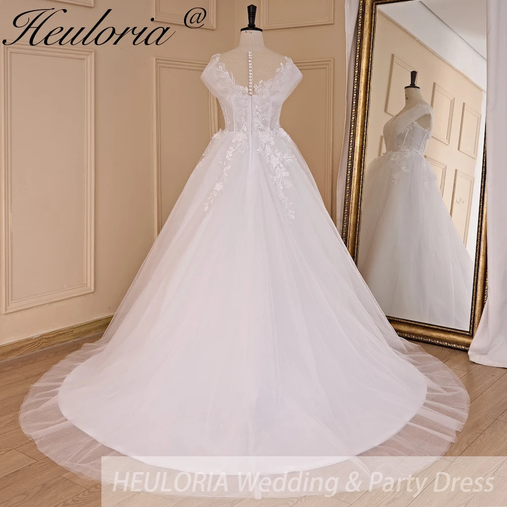 HEULORIA Boho Wedding Dress bride dress plus size robe de mariee Lace applique A line Wedding Bridal Gown AL-780