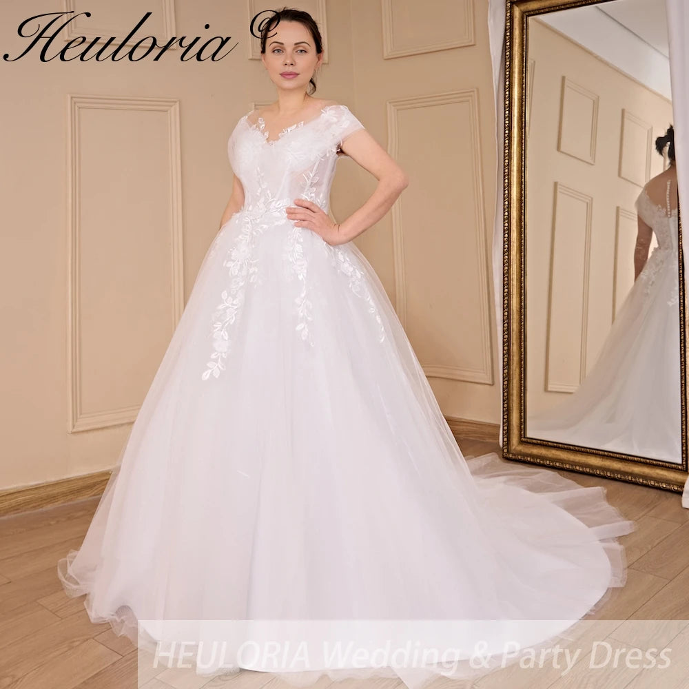 HEULORIA Boho Wedding Dress bride dress plus size robe de mariee Lace applique A line Wedding Bridal Gown
