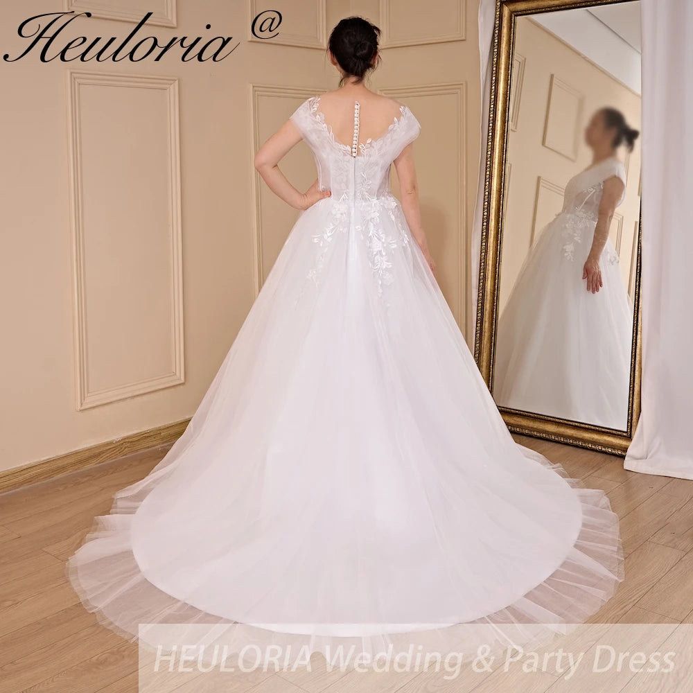 HEULORIA Boho Wedding Dress bride dress plus size robe de mariee Lace applique A line Wedding Bridal Gown