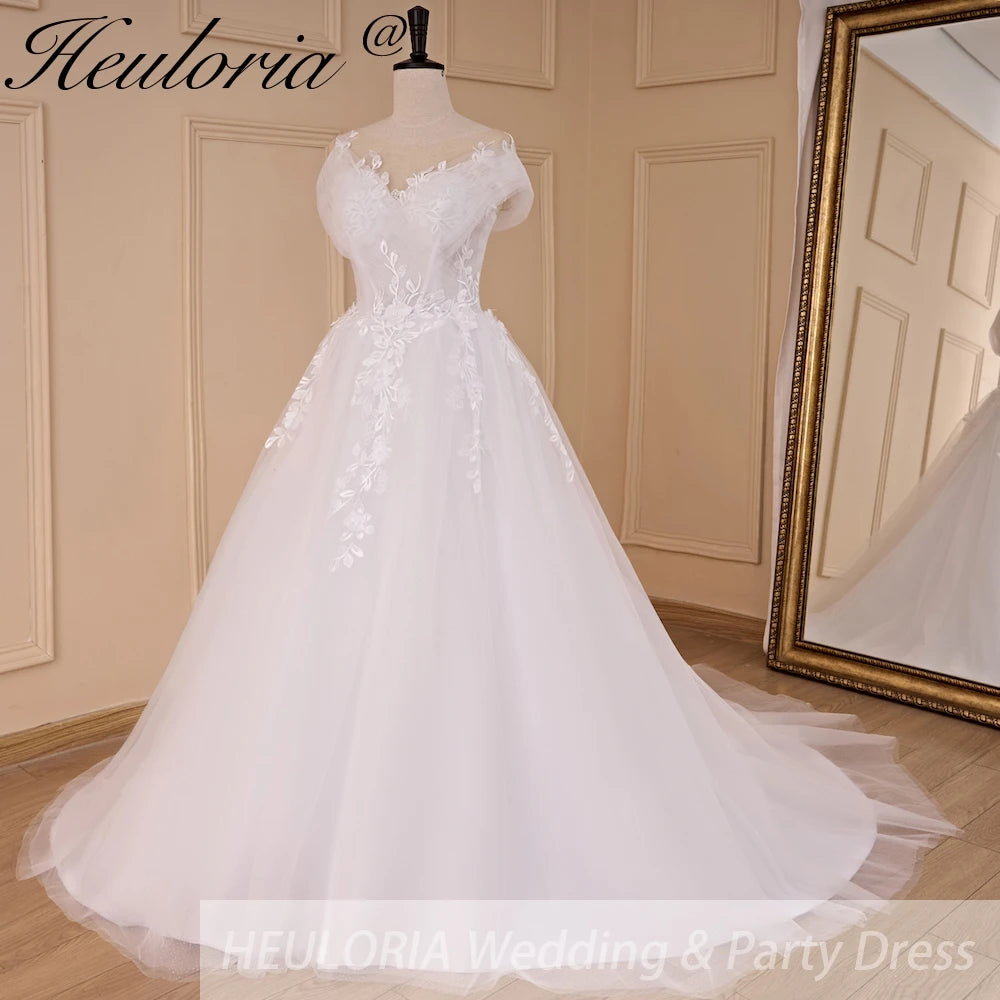 HEULORIA Boho Wedding Dress bride dress plus size robe de mariee Lace applique A line Wedding Bridal Gown AL-780