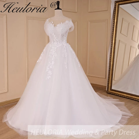 HEULORIA Boho Wedding Dress bride dress plus size robe de mariee Lace applique A line Wedding Bridal Gown