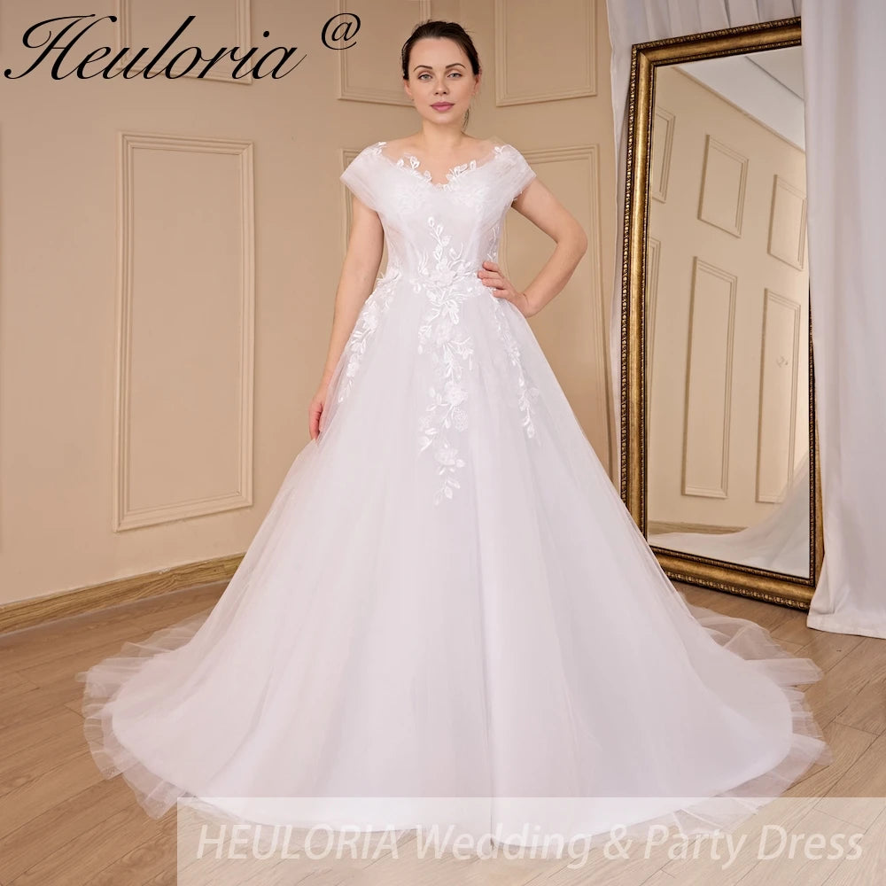 HEULORIA Boho Wedding Dress bride dress plus size robe de mariee Lace applique A line Wedding Bridal Gown