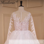 HEULORIA Boho Wedding Dress long sleeve bride dress plus size robe de mariee Lace applique A line Wedding Bridal Gown AL-712