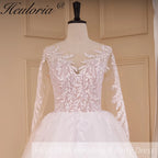 HEULORIA Boho Wedding Dress long sleeve bride dress plus size robe de mariee Lace applique A line Wedding Bridal Gown AL-712
