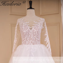 HEULORIA Boho Wedding Dress long sleeve bride dress plus size robe de mariee Lace applique A line Wedding Bridal Gown AL-712