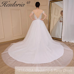HEULORIA Boho Wedding Dress off shoulder bride dress plus size robe de mariee Lace applique A line Wedding Bridal Gown AL-707
