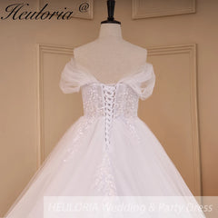 HEULORIA Boho Wedding Dress off shoulder lace applique bride dress plus size robe de mariee A line Wedding Bridal Gown AL-775