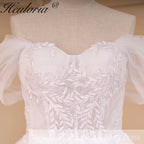 HEULORIA Boho Wedding Dress off shoulder lace applique bride dress plus size robe de mariee A line Wedding Bridal Gown AL-775A
