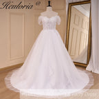 HEULORIA Boho Wedding Dress off shoulder lace applique bride dress plus size robe de mariee A line Wedding Bridal Gown AL-775