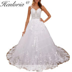 HEULORIA Elegant lace beading Boho Wedding Dress A line sweetheart  long train Wedding Bridal dress  AL-8193