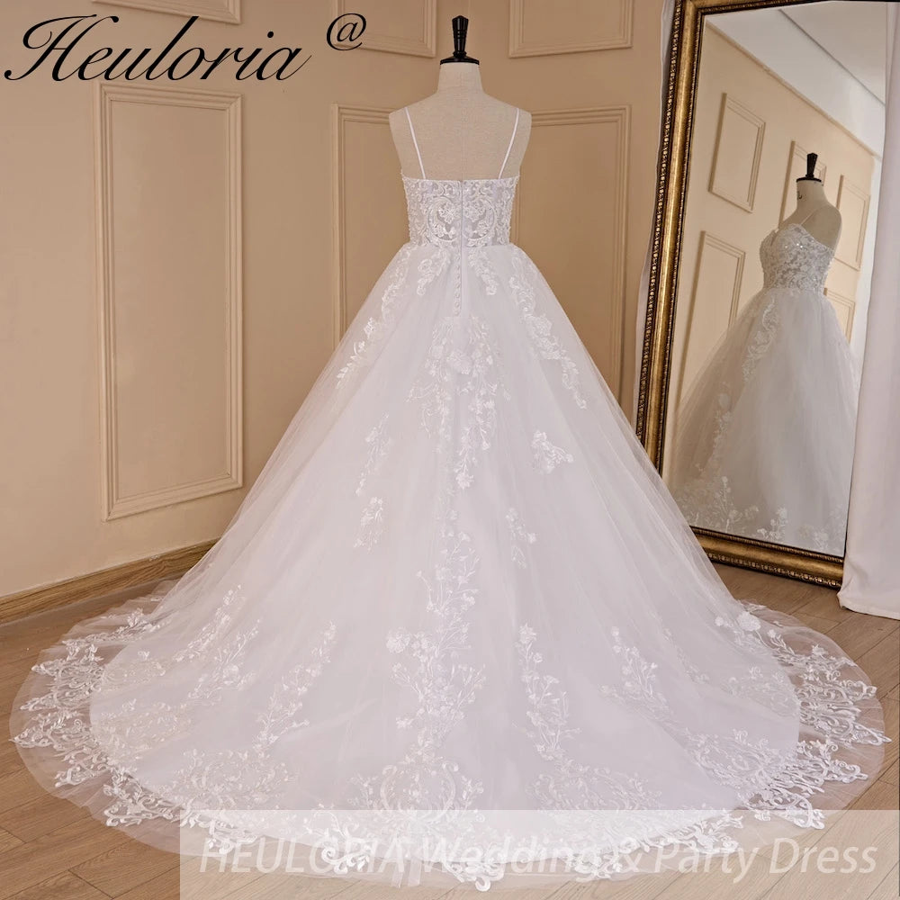HEULORIA Elegant lace beading Boho Wedding Dress A line sweetheart  long train Wedding Bridal dress AL-682