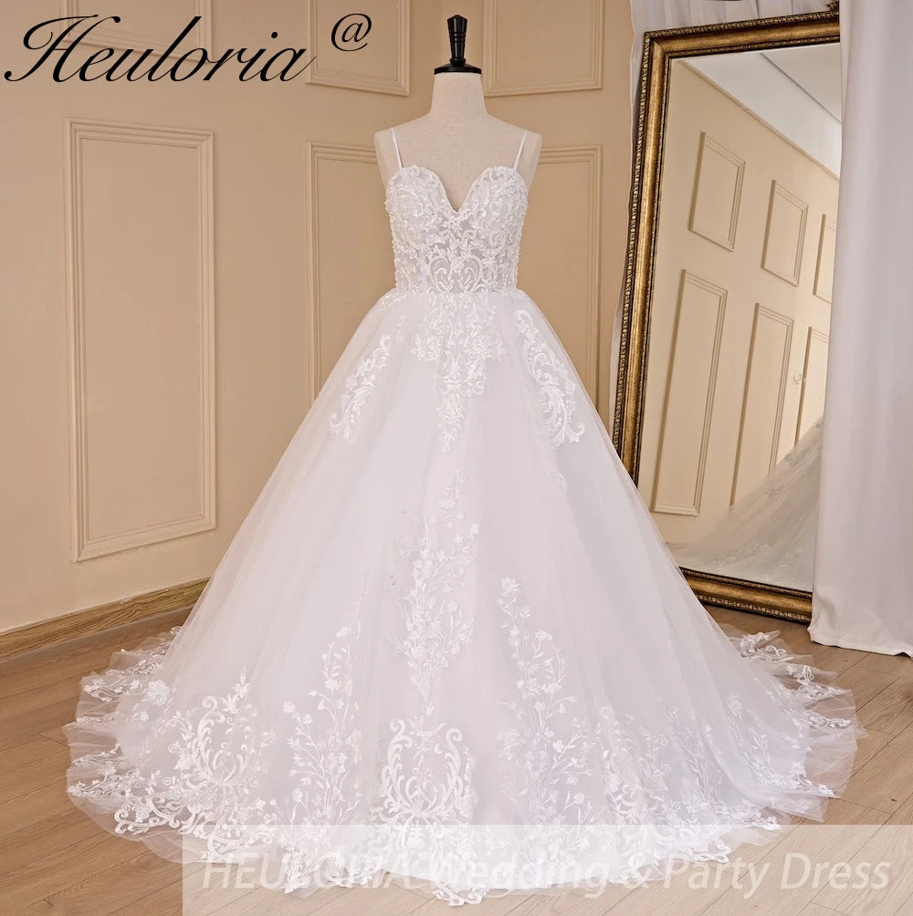 HEULORIA Elegant lace beading Boho Wedding Dress A line sweetheart  long train Wedding Bridal dress AL-682