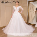 HEULORIA Elegant lace beading Boho Wedding Dress A line sweetheart  long train Wedding Bridal dress AL-776A