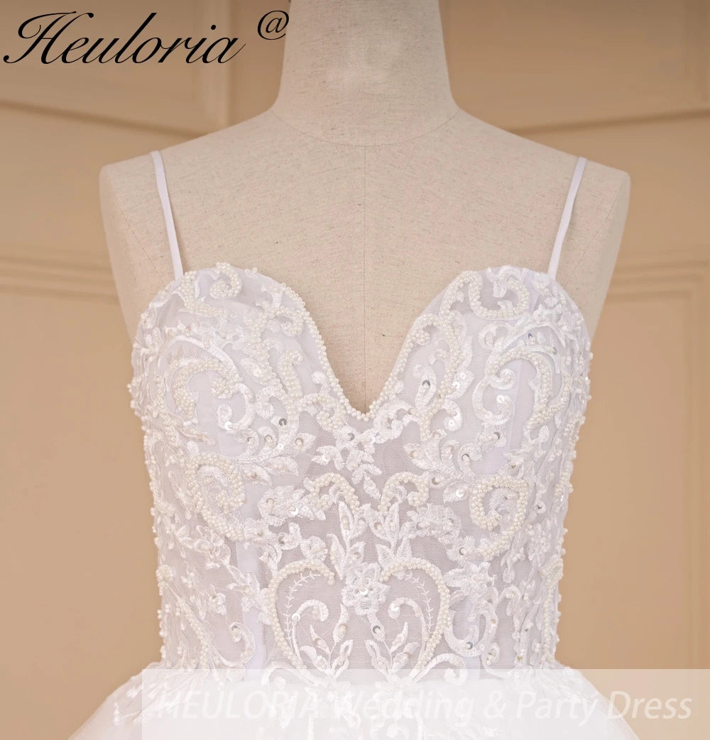 HEULORIA Elegant lace beading Boho Wedding Dress A line sweetheart  long train Wedding Bridal dress AL-682