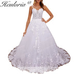 HEULORIA Elegant lace beading Boho Wedding Dress A line sweetheart  long train Wedding Bridal dress  AL-8193