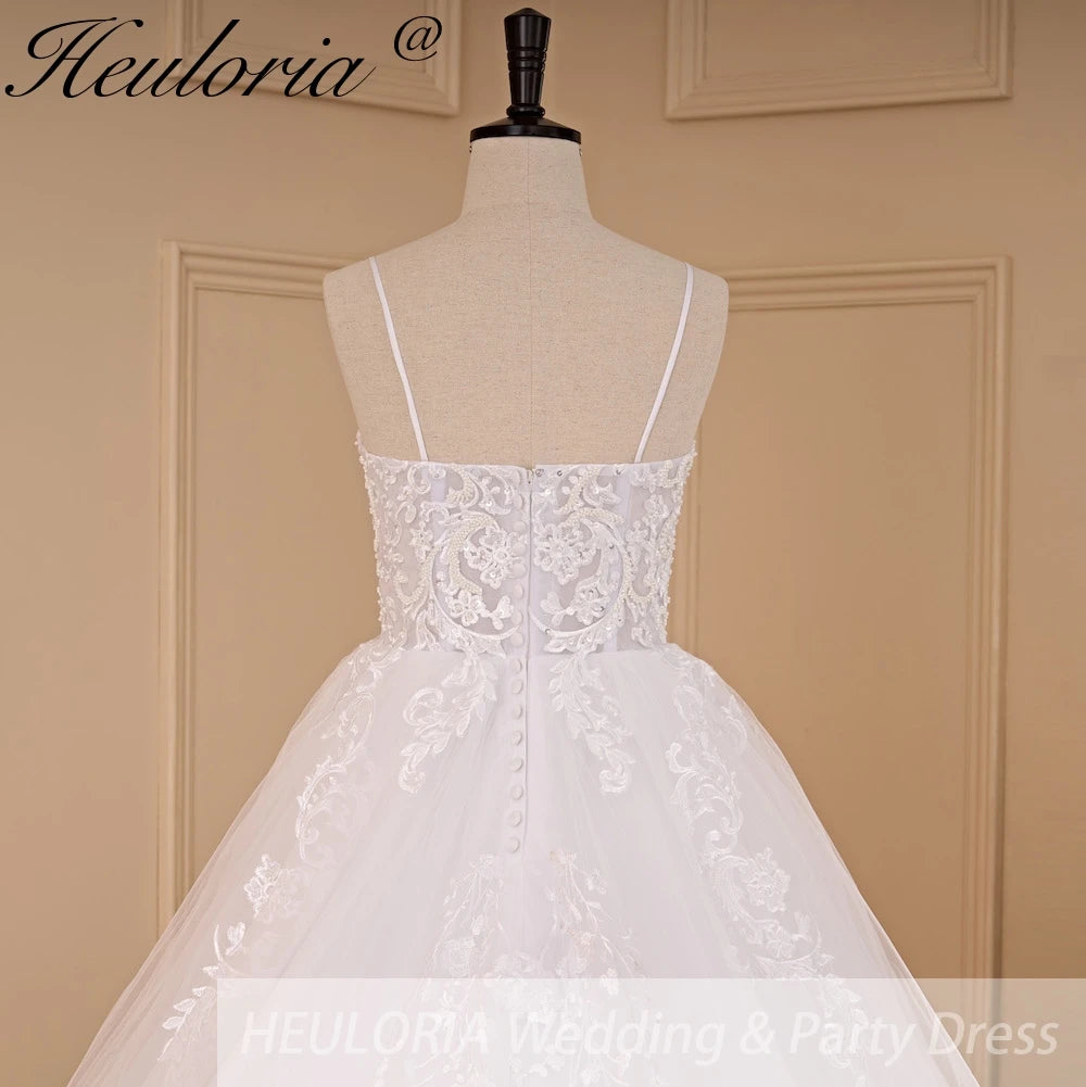HEULORIA Elegant lace beading Boho Wedding Dress A line sweetheart  long train Wedding Bridal dress AL-682