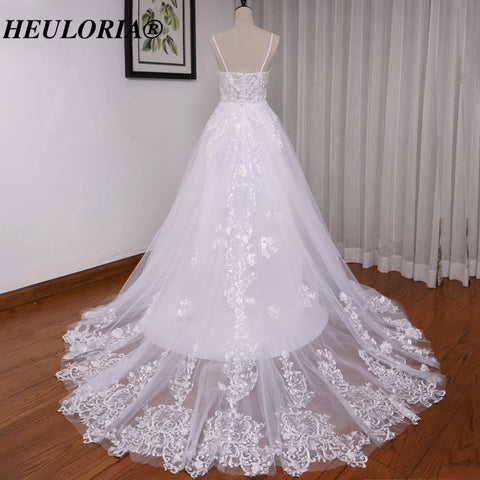 HEULORIA Elegant lace beading Boho Wedding Dress A line sweetheart  long train Wedding Bridal dress