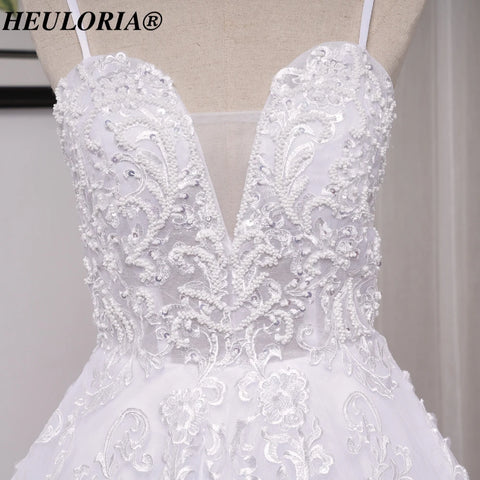HEULORIA Elegant lace beading Boho Wedding Dress A line sweetheart  long train Wedding Bridal dress
