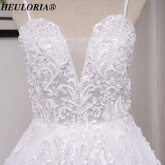 HEULORIA Elegant lace beading Boho Wedding Dress A line sweetheart  long train Wedding Bridal dress  AL-8193