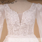 HEULORIA Elegant lace beading Wedding Dress long sleeve sweetheart long train Wedding Bridal dress AL-778
