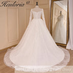 HEULORIA Elegant lace beading Wedding Dress long sleeve sweetheart long train Wedding Bridal dress AL-774A