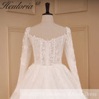 HEULORIA Elegant lace beading Wedding Dress long sleeve sweetheart long train Wedding Bridal dress AL-774A