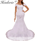 HEULORIA Mermaid Wedding Dresses off shoulder lace up Bride Dress plus size lace beading Robe de mariage customize ME-51005