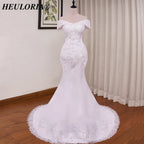 HEULORIA Mermaid Wedding Dresses off shoulder lace up Bride Dress plus size lace beading Robe de mariage customize ME-51005
