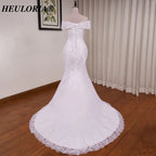 HEULORIA Mermaid Wedding Dresses off shoulder lace up Bride Dress plus size lace beading Robe de mariage customize ME-51005