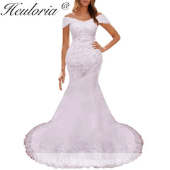HEULORIA Mermaid Wedding Dresses off shoulder lace up Bride Dress plus size lace beading Robe de mariage customize ME-51005