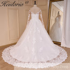 HEULORIA Princess Ball Gown Wedding Dress long sleeve bride dress off shoulder plus size robe de mariee Lace beads Bridal Gown BA-778A