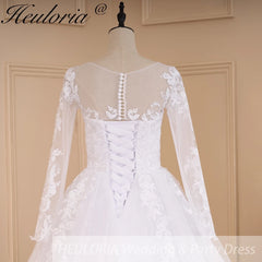 HEULORIA princesse robe de bal robe de mariée à manches longues robe de mariée grande taille robe de mariée dentelle perles robe de mariée court train 