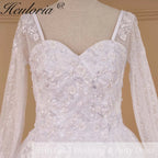 HEULORIA Princess Ball Gown Wedding Dress long sleeve sweetheart plus size robe de mariee Lace beading bride dress court train BA-654