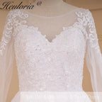 HEULORIA Princess Ball Gown Wedding Dress long sleeve sweetheart plus size robe de mariee Lace beading bride dress court train BA-640