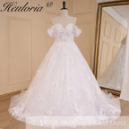 HEULORIA Princess Ball Gown Wedding Dress off shoulde bride dress plus size robe de mariee Lace beading Wedding Gown court train BA-647