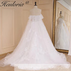HEULORIA Princess Ball Gown Wedding Dress off shoulde bride dress plus size robe de mariee Lace beading Wedding Gown court train BA-647