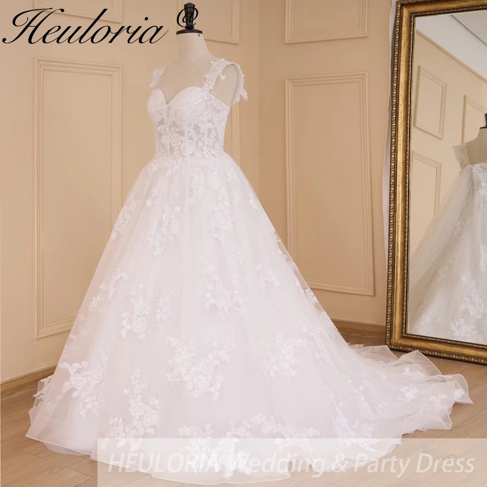 HEULORIA Princess Ball Gown Wedding Dress off shoulde bride dress plus size robe de mariee Lace beading Wedding Gown court train BA-647