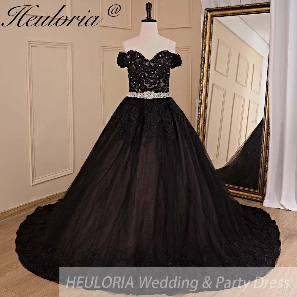 HEULORIA Princess Ball Gown Wedding Dress off shoulder bride dress lace up plus size robe de mariee Lace beading Wedding Gown BA-676 Imagen principal del producto