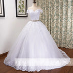 HEULORIA Princess Ball Gown Wedding Dress off shoulder bride dress lace up plus size robe de mariee Lace beading Wedding Gown BA-676