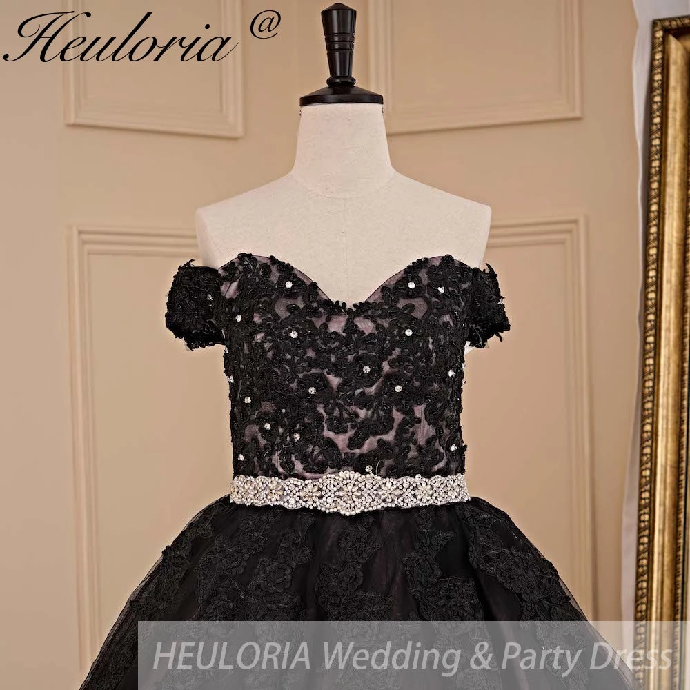 HEULORIA Princess Ball Gown Wedding Dress off shoulder bride dress lace up plus size robe de mariee Lace beading Wedding Gown BA-676